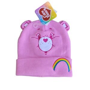 Care Bears Beanie Kids‎ One Size Pink NWT Cheer Bear Rainbow Ears Knit Hat